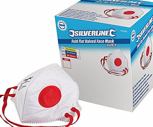 Silverline 633895 Respirator Fold Flat Valved FFP3 NR Display Box - Pack of 25