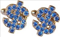 Simon Carter Blue Crystal Dollar Cufflinks by