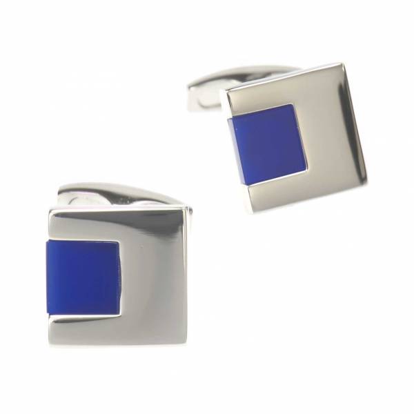 Inset Square Blue Cufflinks