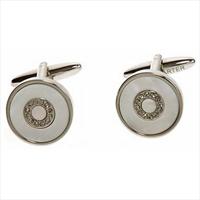 Simon Carter Mother Of Pearl Crystal Bullseye Cufflinks by