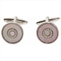 Simon Carter Pink Crystal Bullseye Cufflinks by