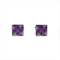 Simon Carter Purple Chequer Resin Cufflinks by