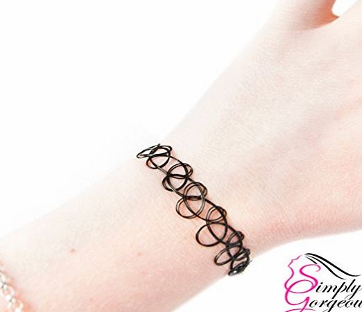 Simply Gorgeous Black Tattoo Stretch Retro Vintage Boho Bracelet