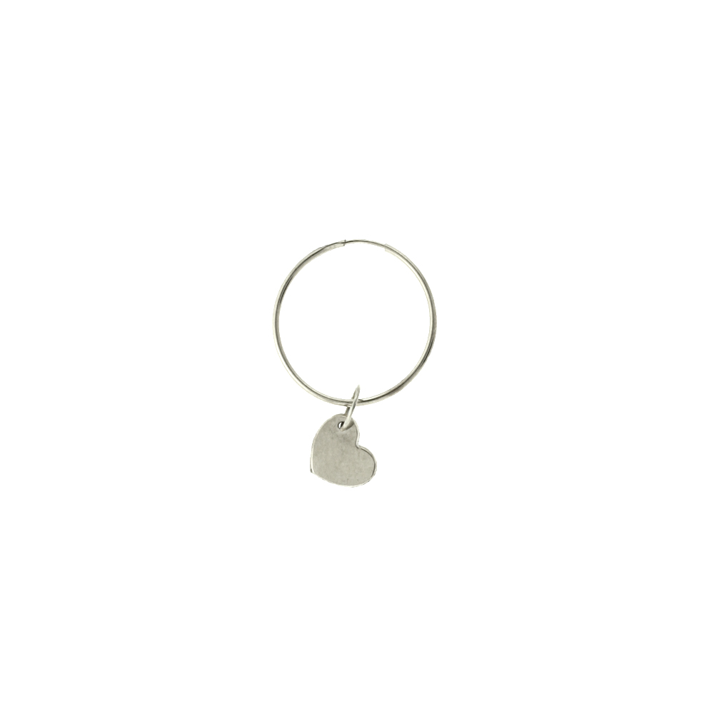 Hoop Earring-Heart White Gold