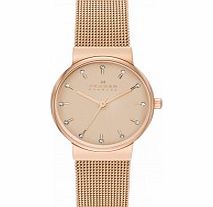 Skagen Ladies Ancher Rose Gold Tone Mesh Strap