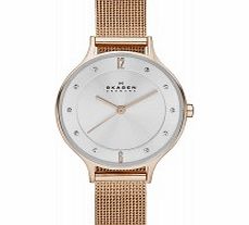 Skagen Ladies Anita Rose Gold Mesh Watch