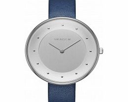 Skagen Ladies Gitte Dark Blue Leather Strap Watch