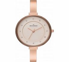 Skagen Ladies Gitte Rose Gold Steel Bangle Watch