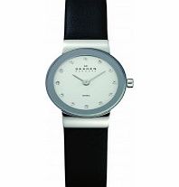 Skagen Ladies Klassik Black Leather Strap Watch