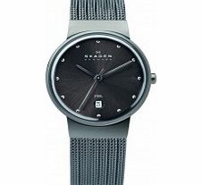 Skagen Ladies Klassik Charcoal Steel Mesh Watch