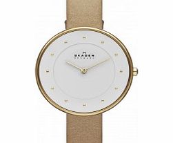 Skagen Ladies Klassik White and Tan Leather