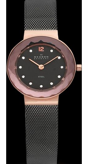 Skagen Ladies Rose Gold Plated, Crystal set