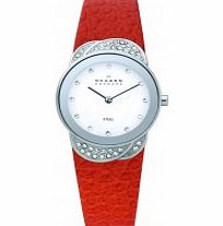 Skagen Ladies Steel Orange Flower Glitz Watch