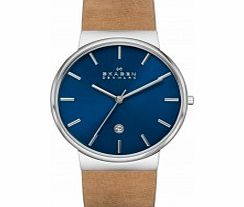 Skagen Mens Ancher Tan Leather Strap Watch