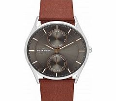 Skagen Mens Holst Brown Leather Strap Watch