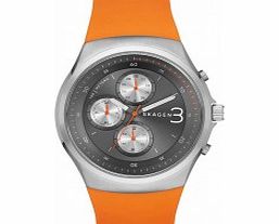 Skagen Mens Jannik Chronograph Orange Silicone