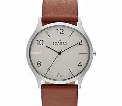 Skagen Mens Jorn Brown Leather Strap Watch