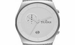 Skagen Mens Klassik White and Steel Chronograph