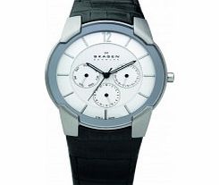 Skagen Mens Steel White Black Multifunction Watch