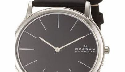 Skagen Mens Ultra Slim Watch 858XLSLB With Leather Strap