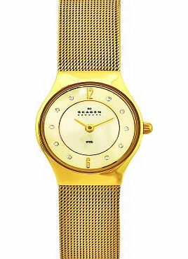 Skagen  GOLD MESH 233XSGGG2 LADIES STEEL BRACELET DIAMONDS WATCH