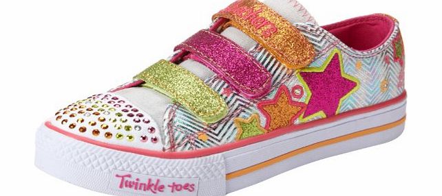 Skechers Girls Shuffles Trainers, White/Multicoloured, 6 UK Child