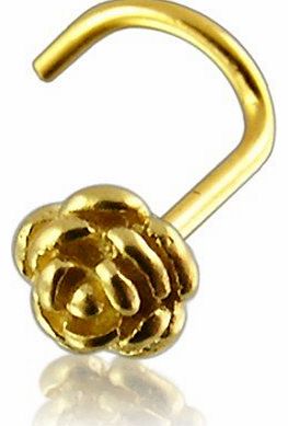 SkinArt Nose Stud Screw Piercing 14 ct Yellow Gold, Body Jewellery, Rose