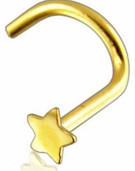 SkinArt Nose Stud Screw Piercing 14 ct Yellow Gold, Body Jewellery, Star