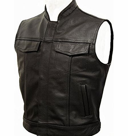 Skintan Jax Classic Leather Cut-Off Motorcycle Waistcoat