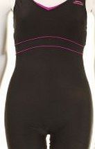 Slazenger Boyleg Swimsuit Ladies Black/Purple 12 (M)