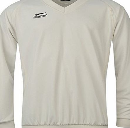 Slazenger Kids Ultimate Cricket Sweater Junior Boys V Neck Long Sleeves Top White 11-12 (LB)