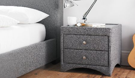 Sleep Sanctuary Kaydian 2 Drawer Upholstered Bedside Table - Smoke