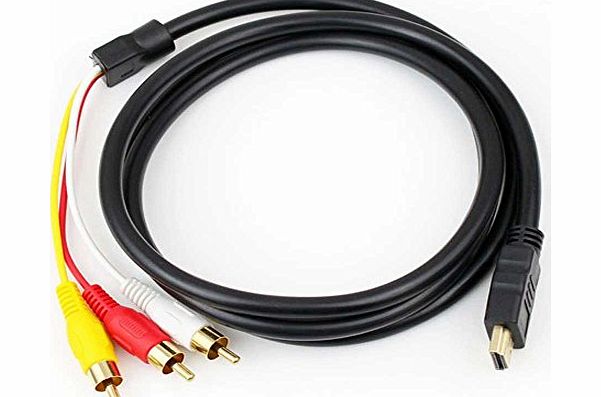 SlickBlue  (TM) 5 Feet Hdmi Male To 3 RCA Video Audio Av Cable-Black