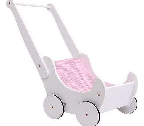 White Wooden Dolls Pram Pushchair Girls Kids Toy