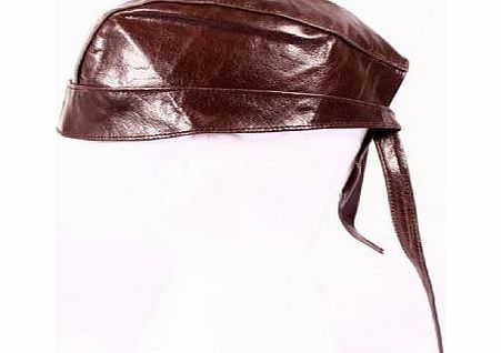 Smart Range BANDANA Motorcycle Real Lambskin Leather Zandana Pre-Tied Unisex Hat Cap. (BROWN GLAZE)