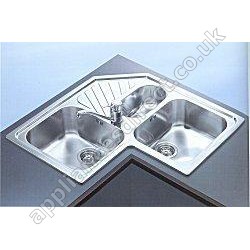 Corner inset sink with anti-scratch fabric finish