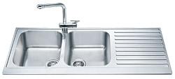 LPD116S Double Bowl Inset Sink - Left Hand Drainer