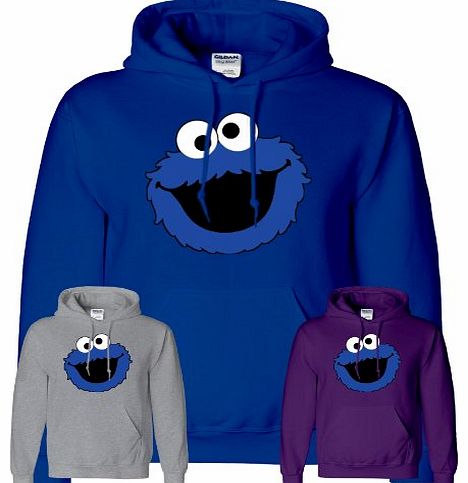 SnS Online Mens Boys Womens Ladies Girls Unisex Cookie Monster Sesame Street Hoodies Hooded Sweatshirt Pullover Hoodie Sweat Hoody Casual Sports - Royal Blue - S - Chest : 34`` - 36``