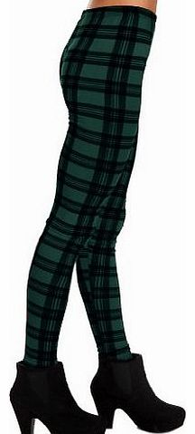 So In Fashion  Womens Leggings Womens Leggings in Green Tartan - SMM