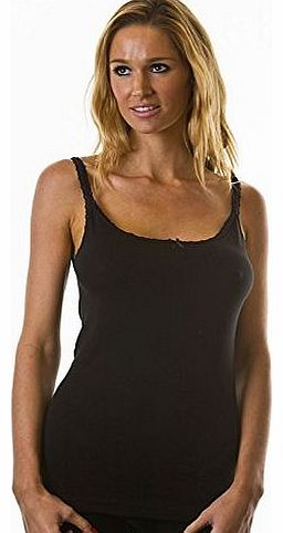 Ladies La-Marquise Thermal Underwear Thin Strap Camisole Vest XL 18-20 Blk