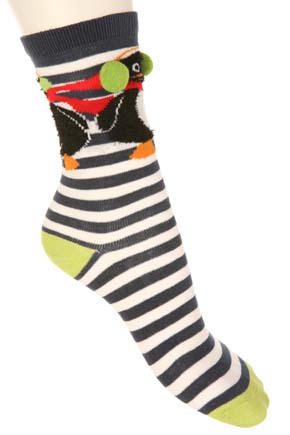 Sockshop Girls 1 Pair Penguin Design Cotton Rich Socks Red/White