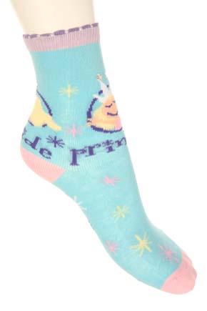 Sockshop Girls 1 Pair Princess Design Cotton Rich Socks Pale Blue