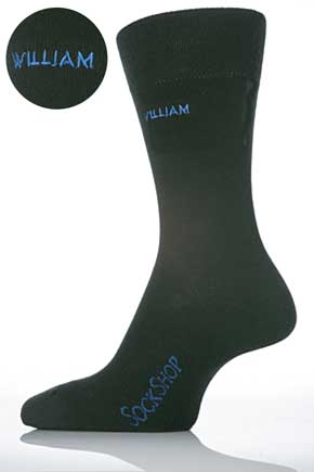 SockShop Mens 1 Pair SockShop Individual Black Embroidered Socks - 60 Names To Choose From Grandad