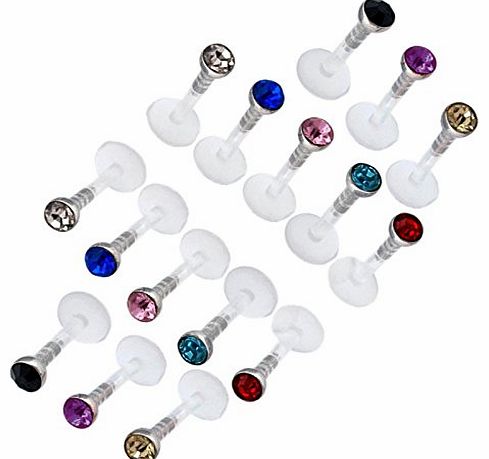 SODIAL(R) 16 6mm Multicolor Labret Lip Bars Rings Body Piercing