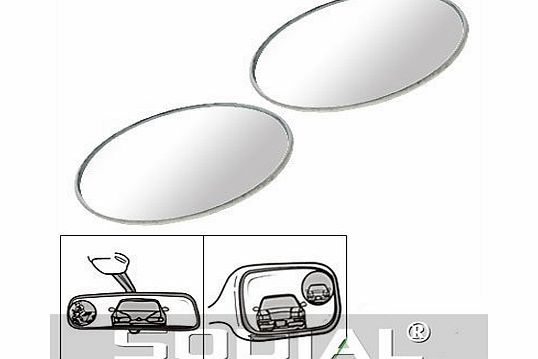 SODIAL(R) 2 Pcs Round Stick-On Convex Blind Spot Mirror Set