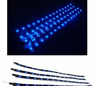 SODIAL TM) 4 Pcs 30cm Car Truck Flexible Waterproof LED Light Strip Blue