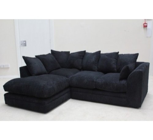 NEW BYRON/DYLAN JUMBO CORD CORNER SOFA IN BLACK, BROWN OR GREY **FOAM FILLED**