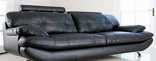 SOFASANDMORE BRAND NEW - SANDY 3 2 SEATER SOFA SET - FAUX LEATHER (black)