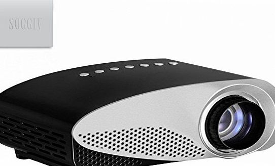 Soggiv GP8S HD LED Mini Portable Projector for Home Theatre Video Games TV Movie Multimeadia Projector Support HDMI/USB/AV/SD/VGA/ Interface - Black