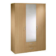 3 Door 2 Drawer Wardrobe, Oak effect